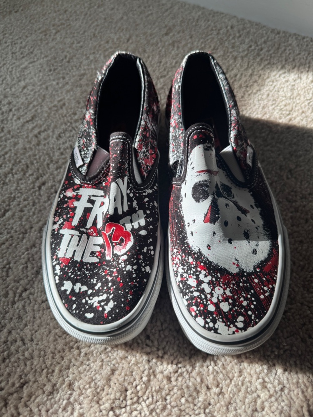 Vans Limited Edition ‘Friday the 13th’ slip ons. Only worn once.